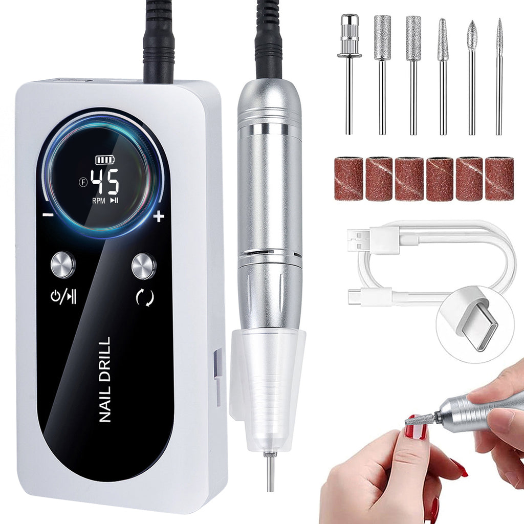 CozyZen Cordless Nail Drill, 45000 RPM Rechargeable Electric Nail File Low Noise Portable E File for Acrylic & Gel Nails, Manicure & Pedicure, Salon & Home Use