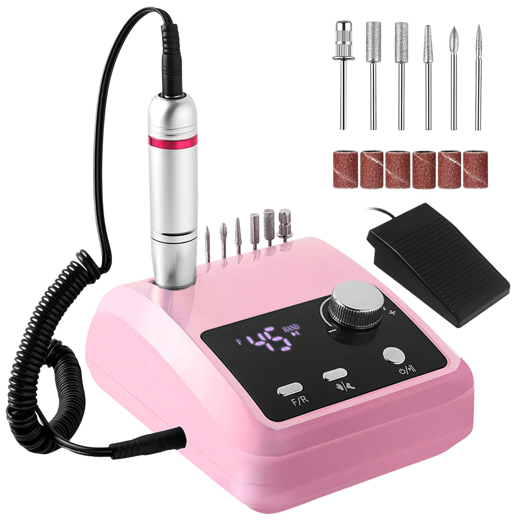 CozyZen Professional Electric Nail Drill 45000 RPM LCD Display, Hand & Foot Control, Low Noise, for Acrylic & Gel Nails, Manicure, Pedicure, Salon & Home