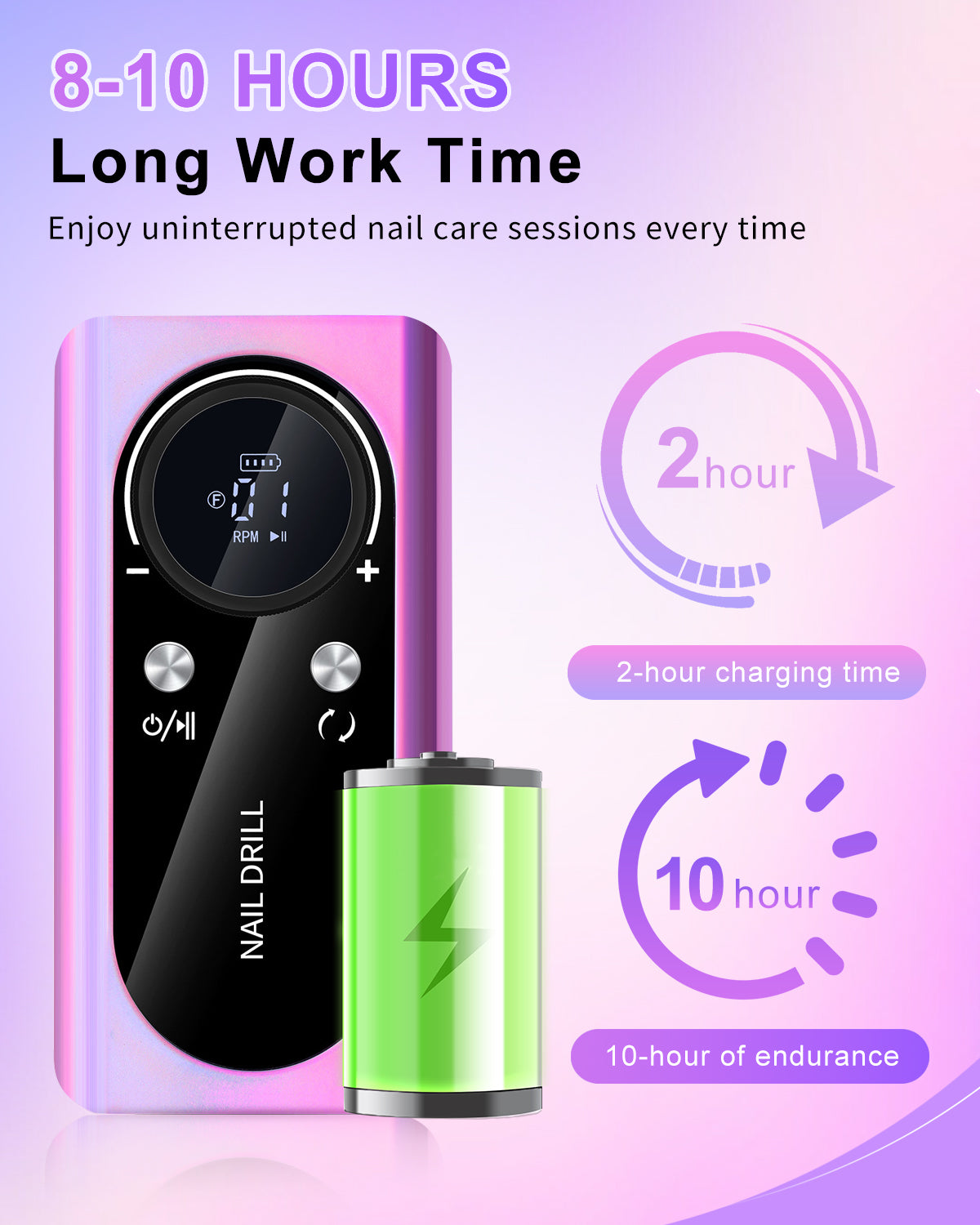 CozyZen Cordless Nail Drill, 45000 RPM Rechargeable Electric Nail File Low Noise Portable E File for Acrylic & Gel Nails, Manicure & Pedicure, Salon & Home Use