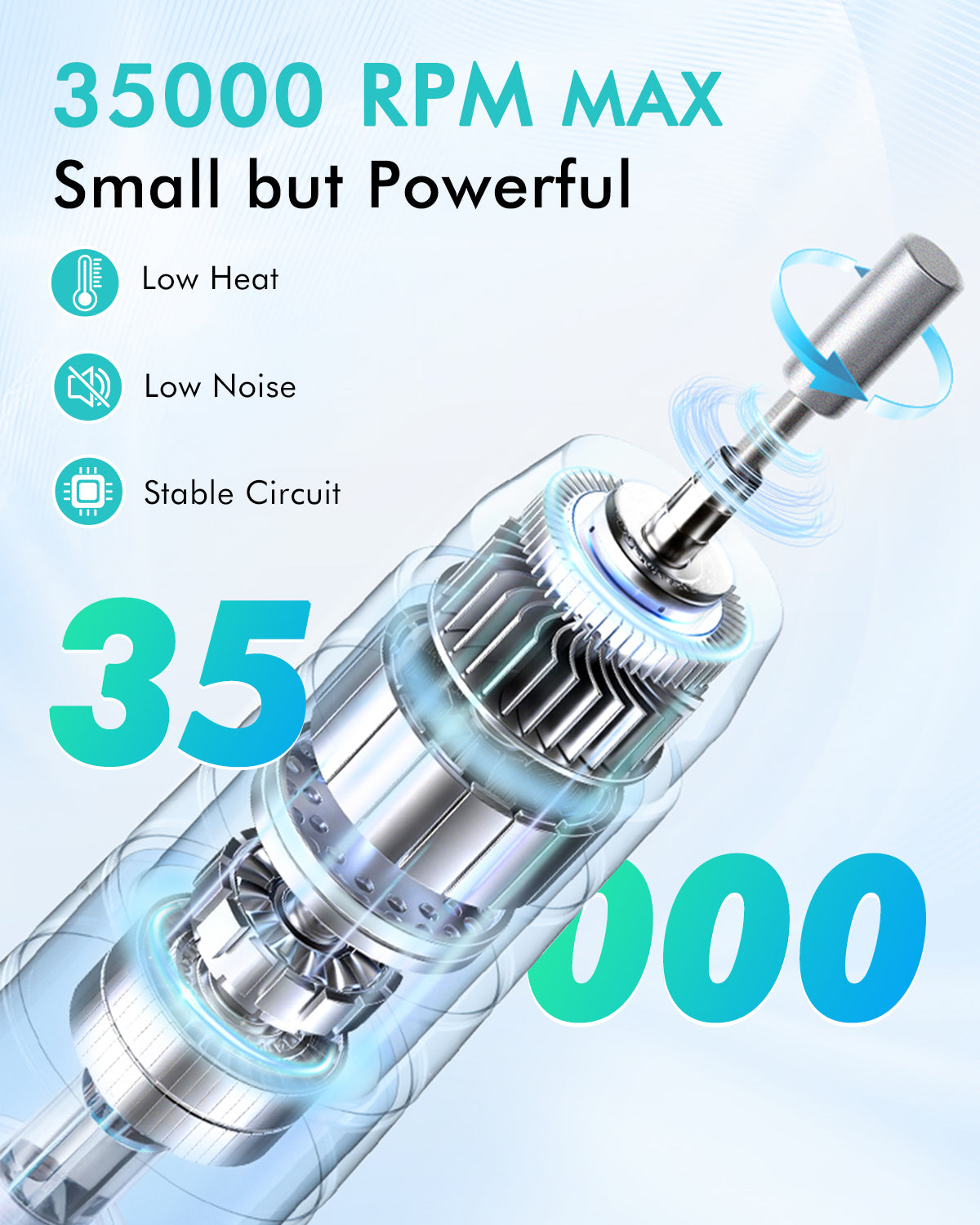 CozyZen Electric Nail Drill, 35000 RPM Professional Nail File LCD Display, Hand & Foot Pedal Control, Quiet for Acrylic & Gel Nails, Manicure & Pedicure, Home & Salon Use