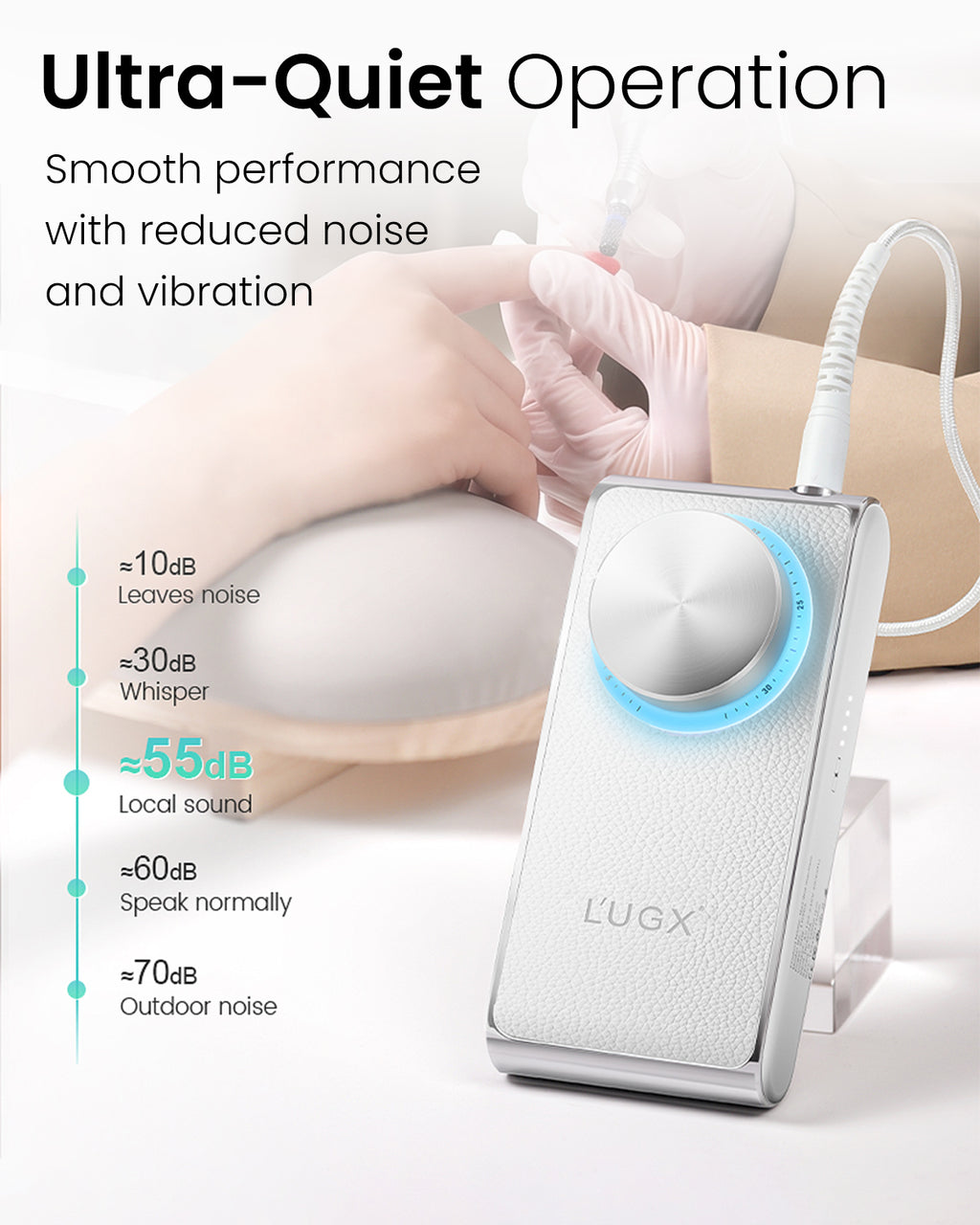 CozyZen Professional Nail Drill 30000RPM Cordless Electric Nail File for Acrylic & Gel Nails, High Torque Coreless Motor, Low Vibration, Rechargeable E File with Long Battery Life