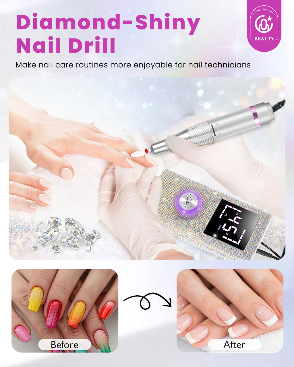 CozyZen Cordless Electric Nail Drill, 45000 RPM Rechargeable Diamond E-File, Portable & Low Noise for Acrylic/Gel Nails, Manicure & Pedicure - Professional & Home Use