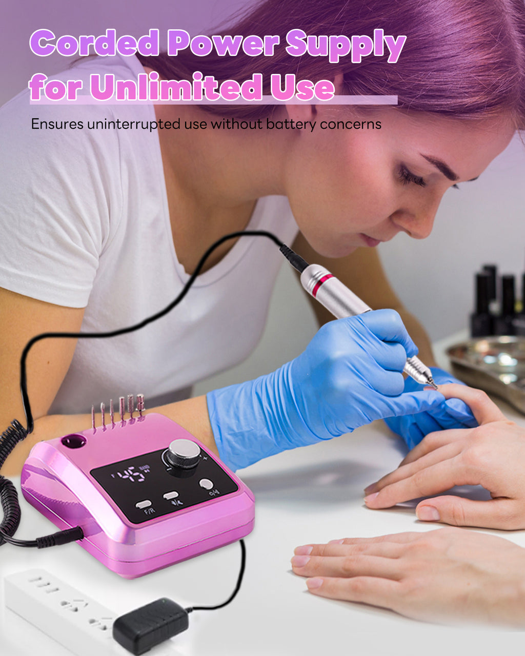 CozyZen Professional Electric Nail Drill 45000 RPM LCD Display, Hand & Foot Control, Low Noise, for Acrylic & Gel Nails, Manicure, Pedicure, Salon & Home