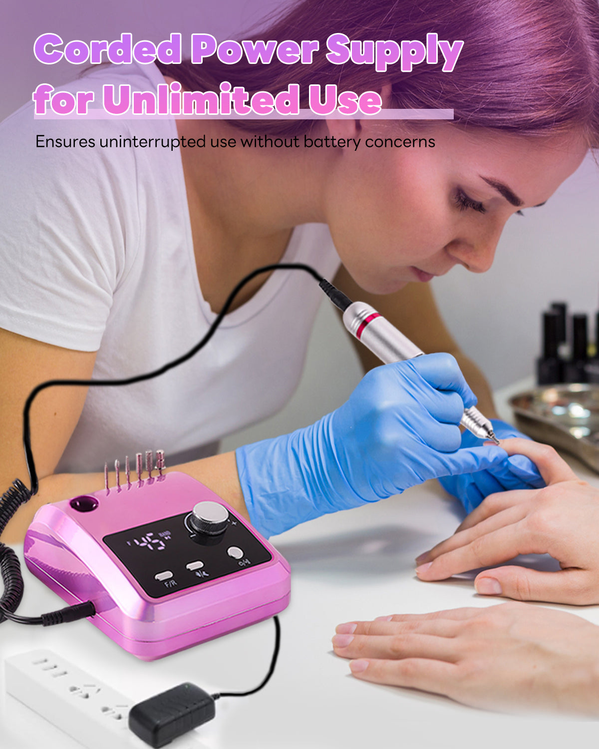 CozyZen Professional Electric Nail Drill 45000 RPM LCD Display, Hand & Foot Control, Low Noise, for Acrylic & Gel Nails, Manicure, Pedicure, Salon & Home