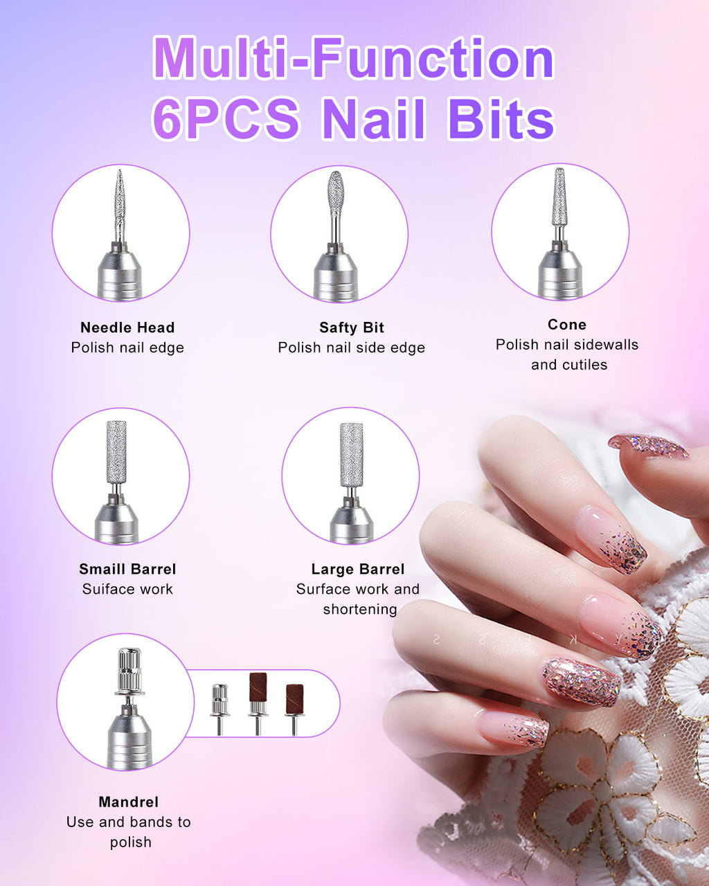 CozyZen Cordless Nail Drill, 45000 RPM Rechargeable Electric Nail File Low Noise Portable E File for Acrylic & Gel Nails, Manicure & Pedicure, Salon & Home Use