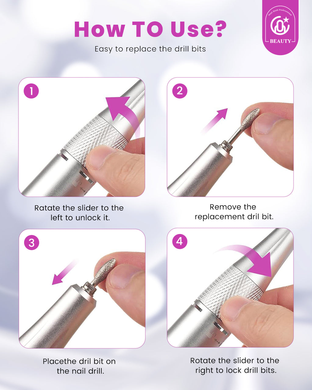 CozyZen Cordless Electric Nail Drill, 45000 RPM Rechargeable Diamond E-File, Portable & Low Noise for Acrylic/Gel Nails, Manicure & Pedicure - Professional & Home Use