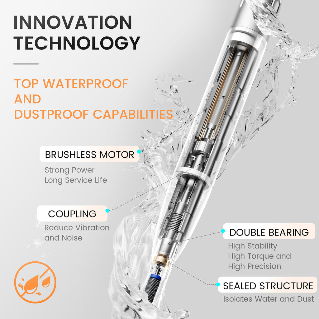 CozyZen Professional Nail Drill for Nail Technicians, Brushless E File Waterproof Handpiece, 15000-Hour Motor Life, Ultra-Low Vibration, Precision Speed Control for Salon Professionals