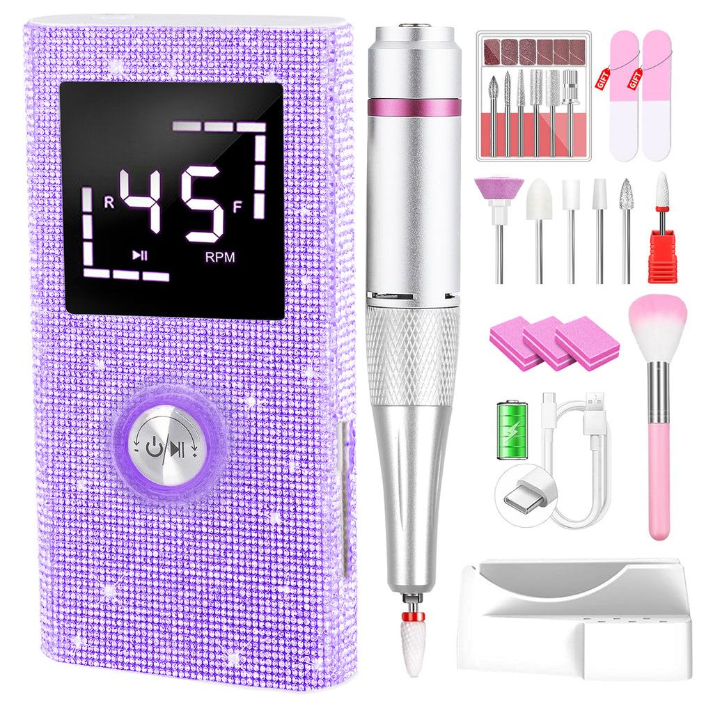 CozyZen Cordless Electric Nail Drill, 45000 RPM Rechargeable Diamond E-File, Portable & Low Noise for Acrylic/Gel Nails, Manicure & Pedicure - Professional & Home Use