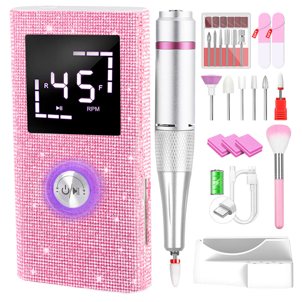 CozyZen Cordless Electric Nail Drill, 45000 RPM Rechargeable Diamond E-File, Portable & Low Noise for Acrylic/Gel Nails, Manicure & Pedicure - Professional & Home Use