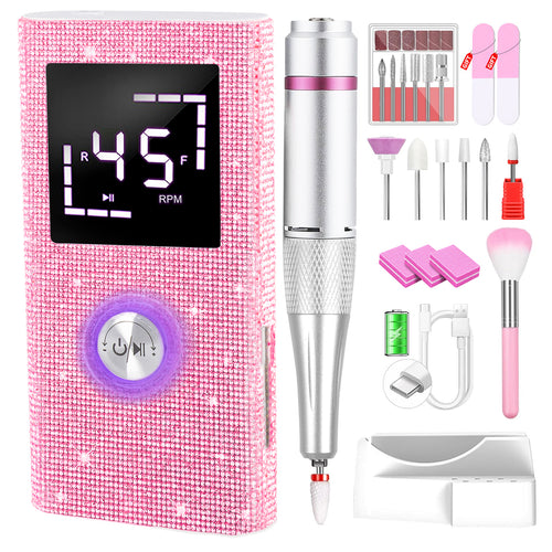 CozyZen Cordless Electric Nail Drill, 45000 RPM Rechargeable Diamond E-File, Portable & Low Noise for Acrylic/Gel Nails, Manicure & Pedicure - Professional & Home Use
