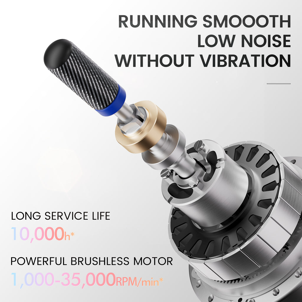 CozyZen Professional Nail Drill for Nail Technicians, Brushless E File Waterproof Handpiece, 15000-Hour Motor Life, Ultra-Low Vibration, Precision Speed Control for Salon Professionals