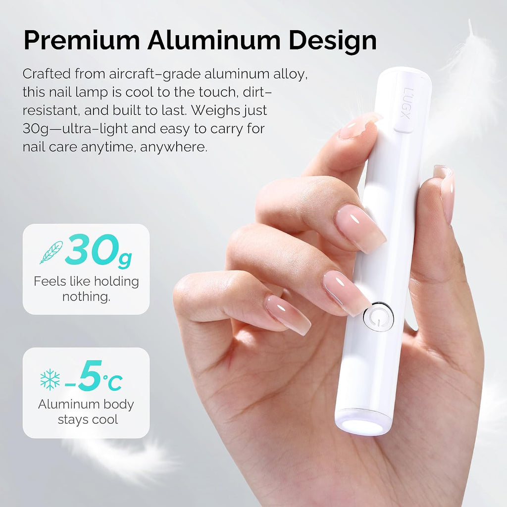 CozyZen Handheld UV Nail Lamp for Gel Nails, Magnetic Charging 30-Min Fast Charge, Up to 2 Hours Use, Soft Focus Lens, 30s Timer, Precise Pen Design for Gel Tips and Nail Art