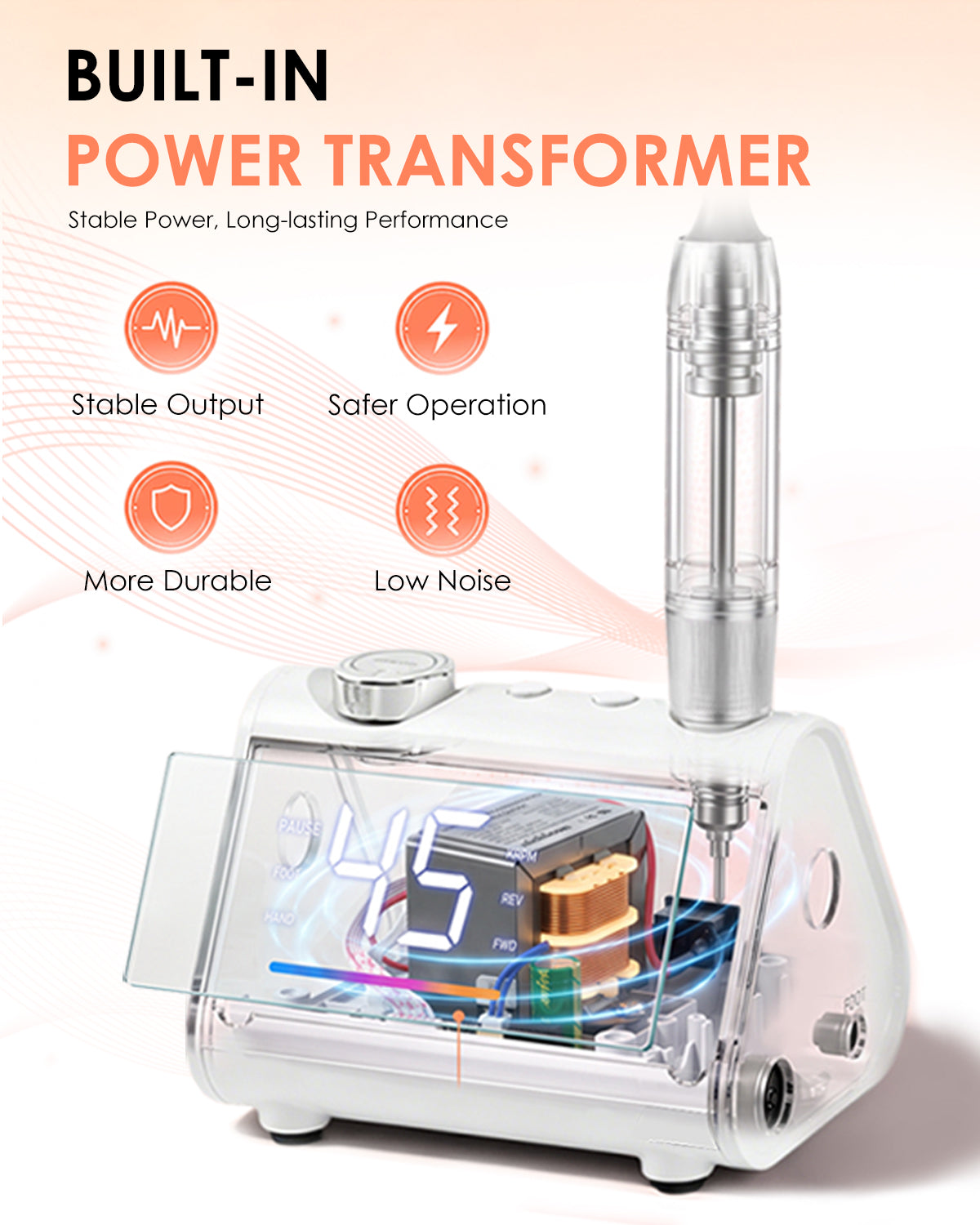 CozyZen Electric Nail Drill, Professional Corded Nail File, 45,000 RPM Large LCD Screen, Variable Speed, Hand & Foot Control, Overload Protection & Storage Case for Manicure & Pedicure