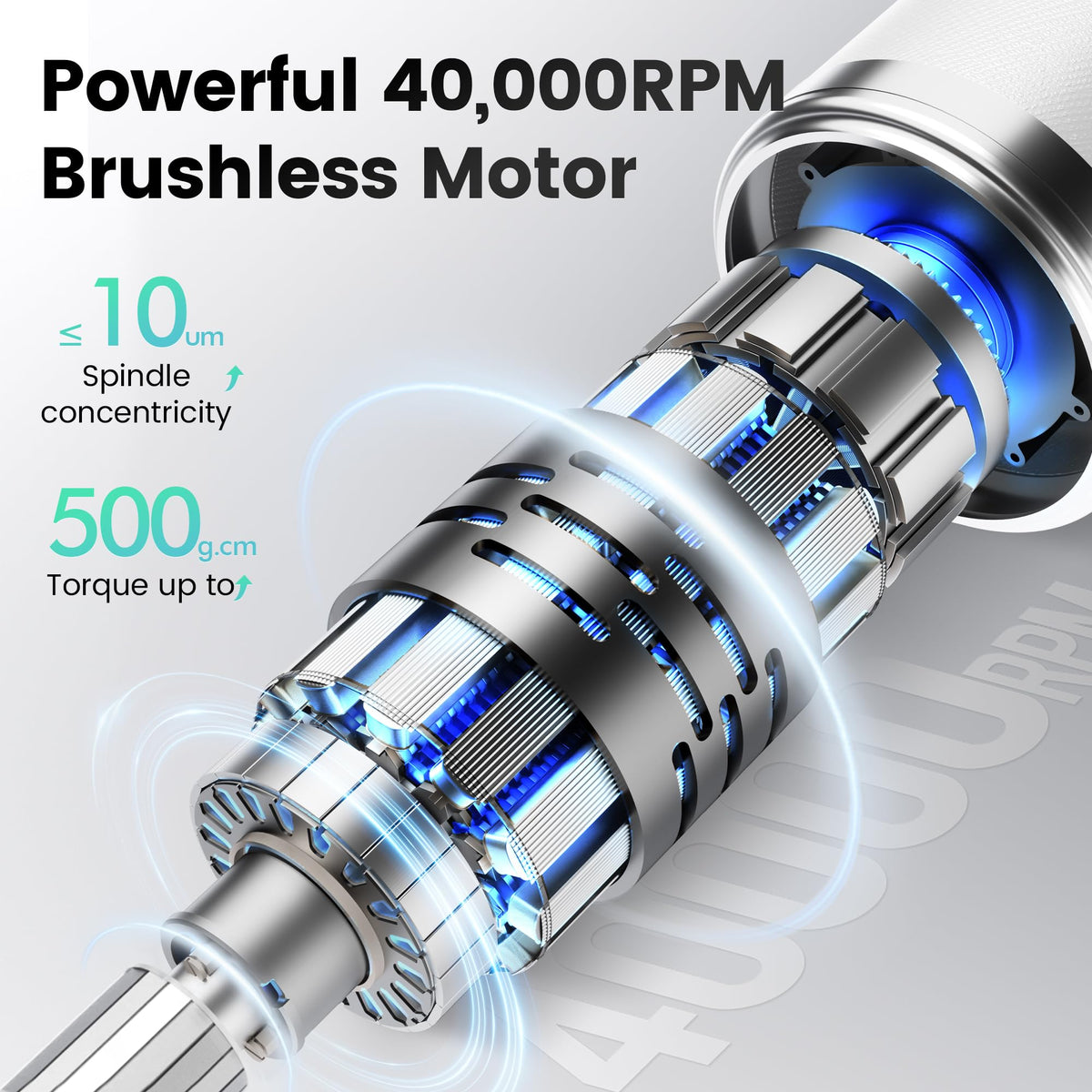 CozyZen Professional Nail Drill, 40000RPM Brushless Electric Nail File Cordless E File with Waterproof & Dustproof Motor, High Torque, Low Vibration, Display & 2200mAh Battery for Acrylic & Gel