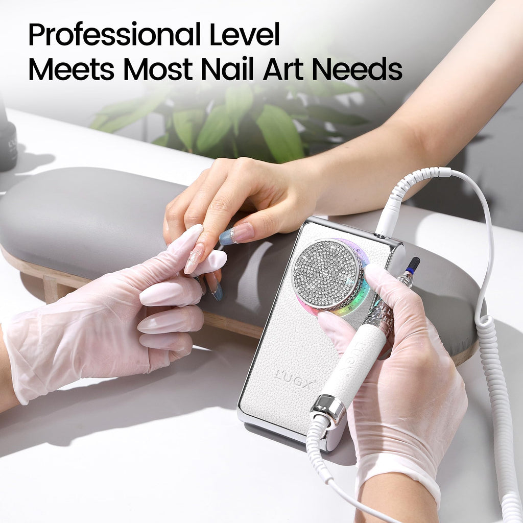 CozyZen Professional Nail Drill, 30000RPM Brushless Electric Nail File Cordless E File with High Torque, Low Vibration, 2200mAh Battery, Diamond-Decorated Knob for Acrylic & Gel Nails